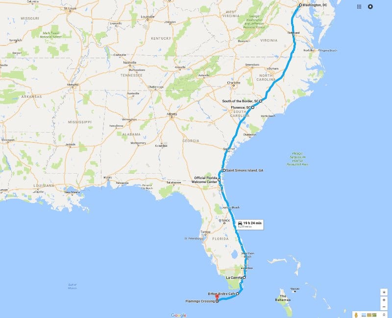 Road trip from DC to Florida 