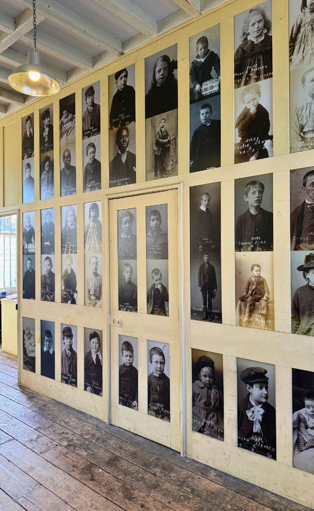 The Ragged School Museum, London. Photo wall of students from the Ragged school