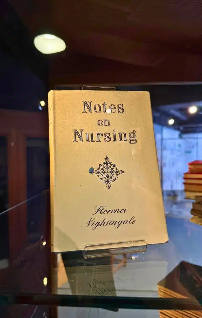 A copy of Florence Nightingale's book Notes on Nursing at The Florence Nightingale Museum, London