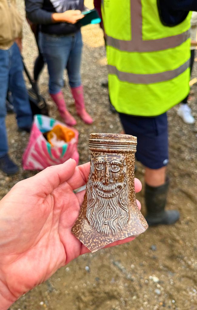 glazed pottery fragment found while mudlarking in London