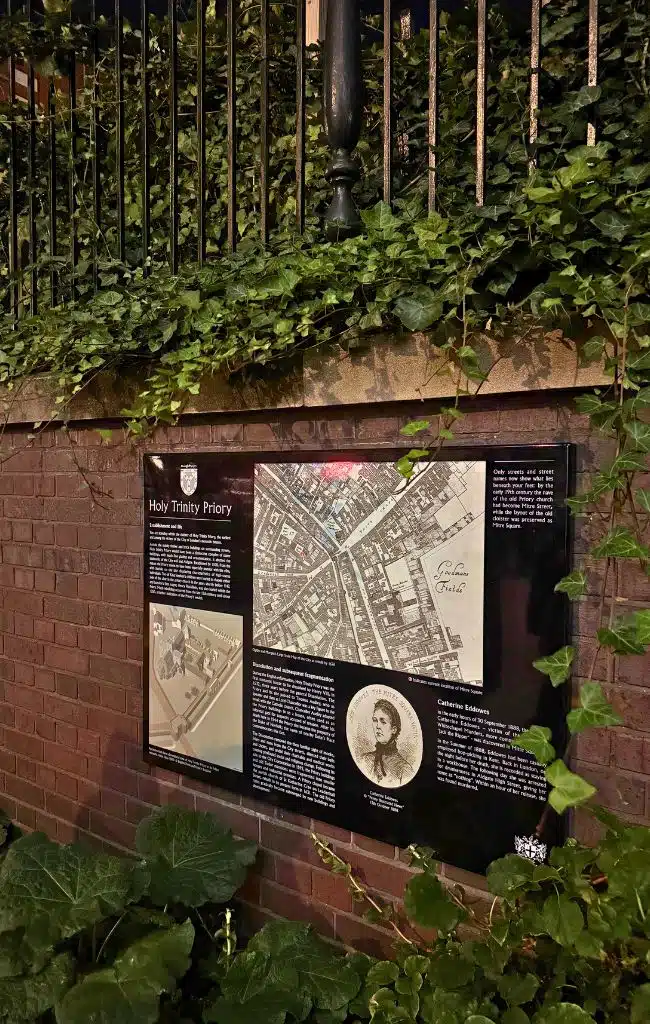 A plaque dedicated to Catherine Eddowes in Mitre Square