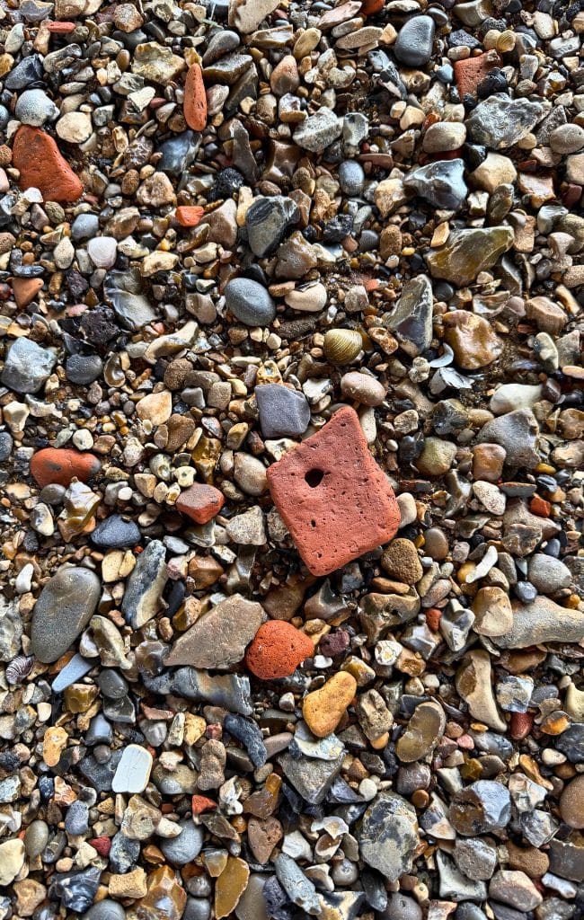 an old roof tile found on the Thames foreshore while mudlarking in London
