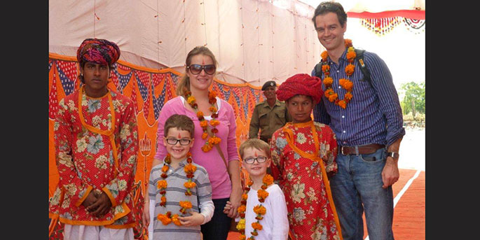 Sonya Dixon and her family at the Pushkar Camel Fair