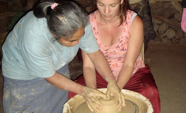 Enjoying the pottery workshop